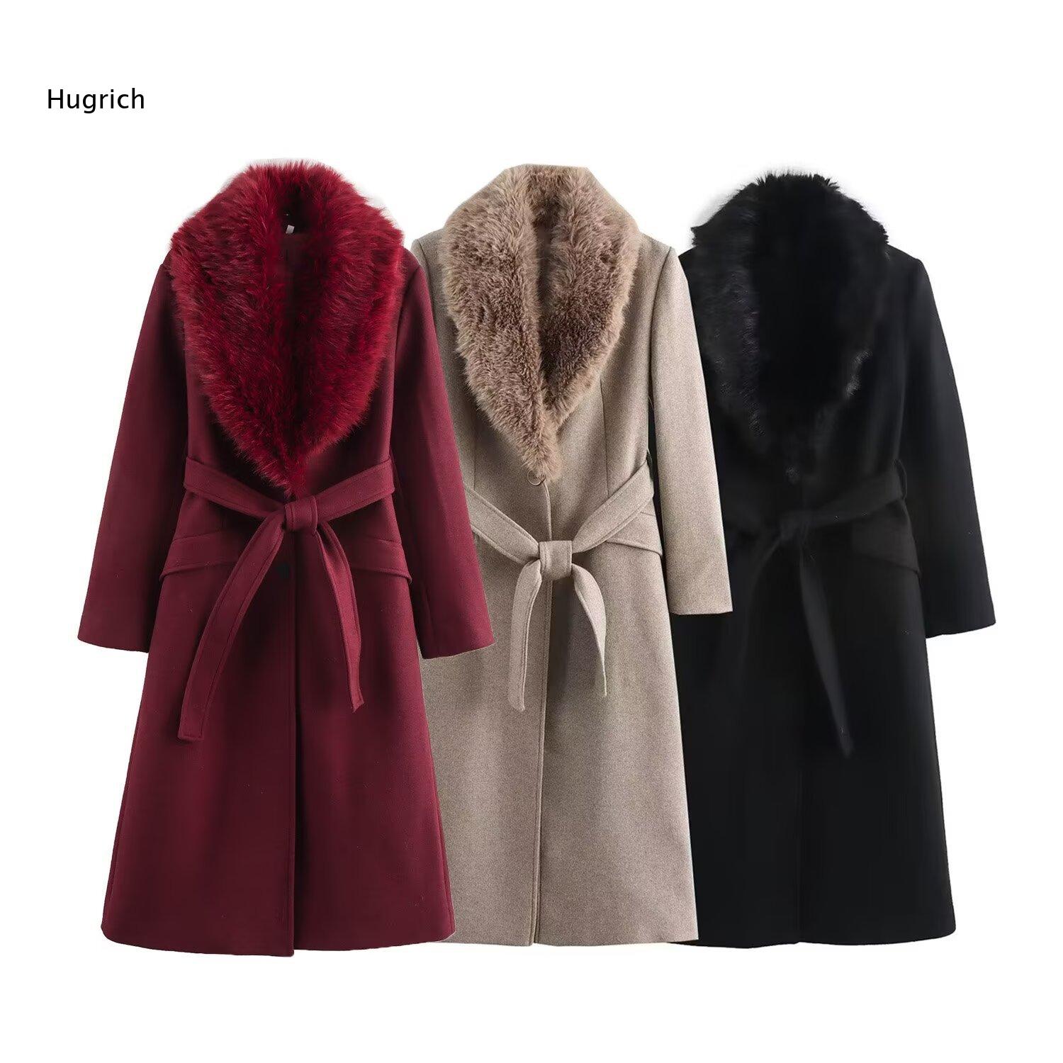 Trendy Women Faux Fur Collar W - Wool Coat Peacoat recension och pris