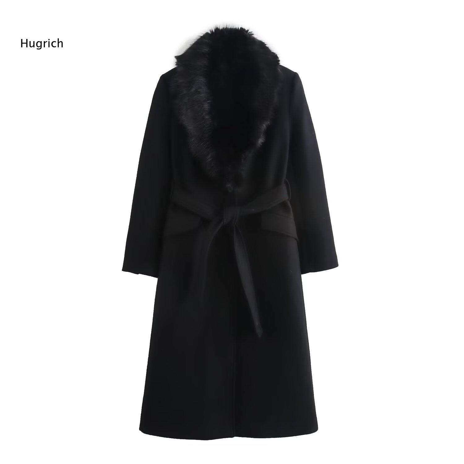 Trendy Women Faux Fur Collar W - Wool Coat Peacoat recension och pris