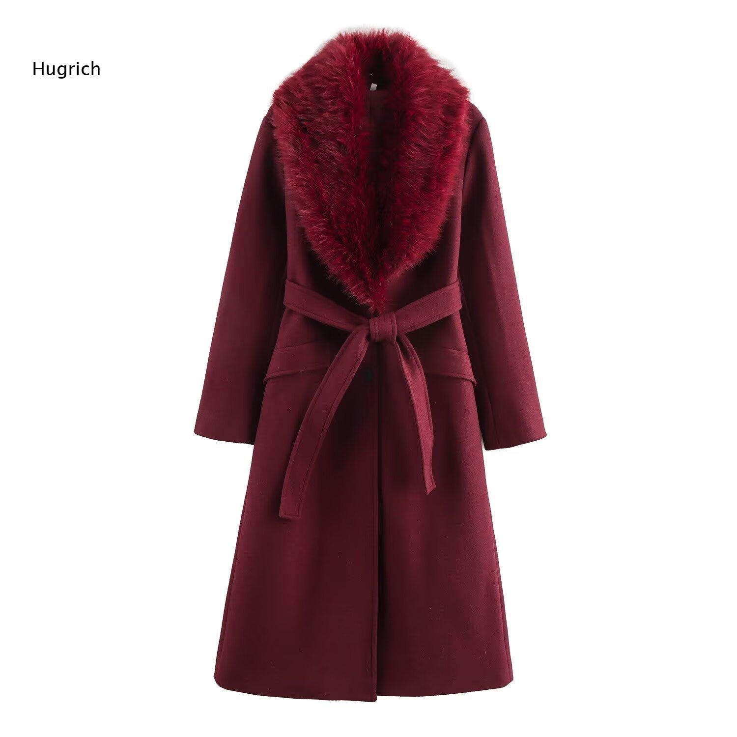 Trendy Women Faux Fur Collar W - Wool Coat Peacoat recension och pris