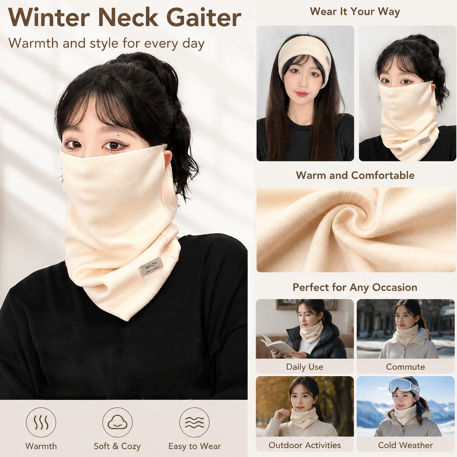 Warm Neck Gaiter Fleece Lined  - Neck Gaiter Fleece recension och pris