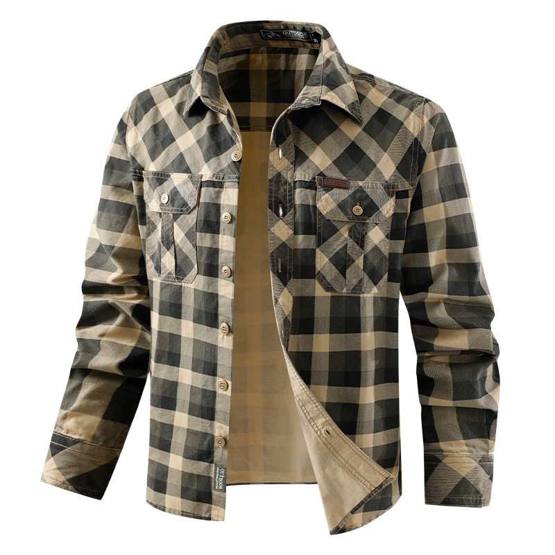 Men Plaid Casual Shirts Male M - Flannel Shirt Lined recension och pris